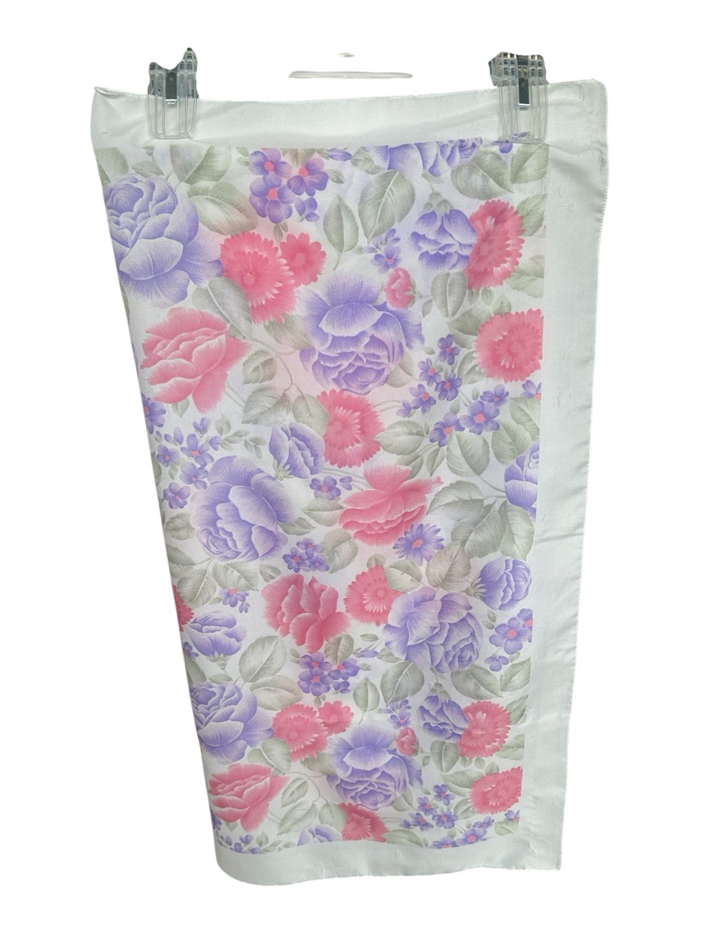 Floral Satin Scarf in Pink & Lavender - Women Accessories- 30.2 in x 29.6 in